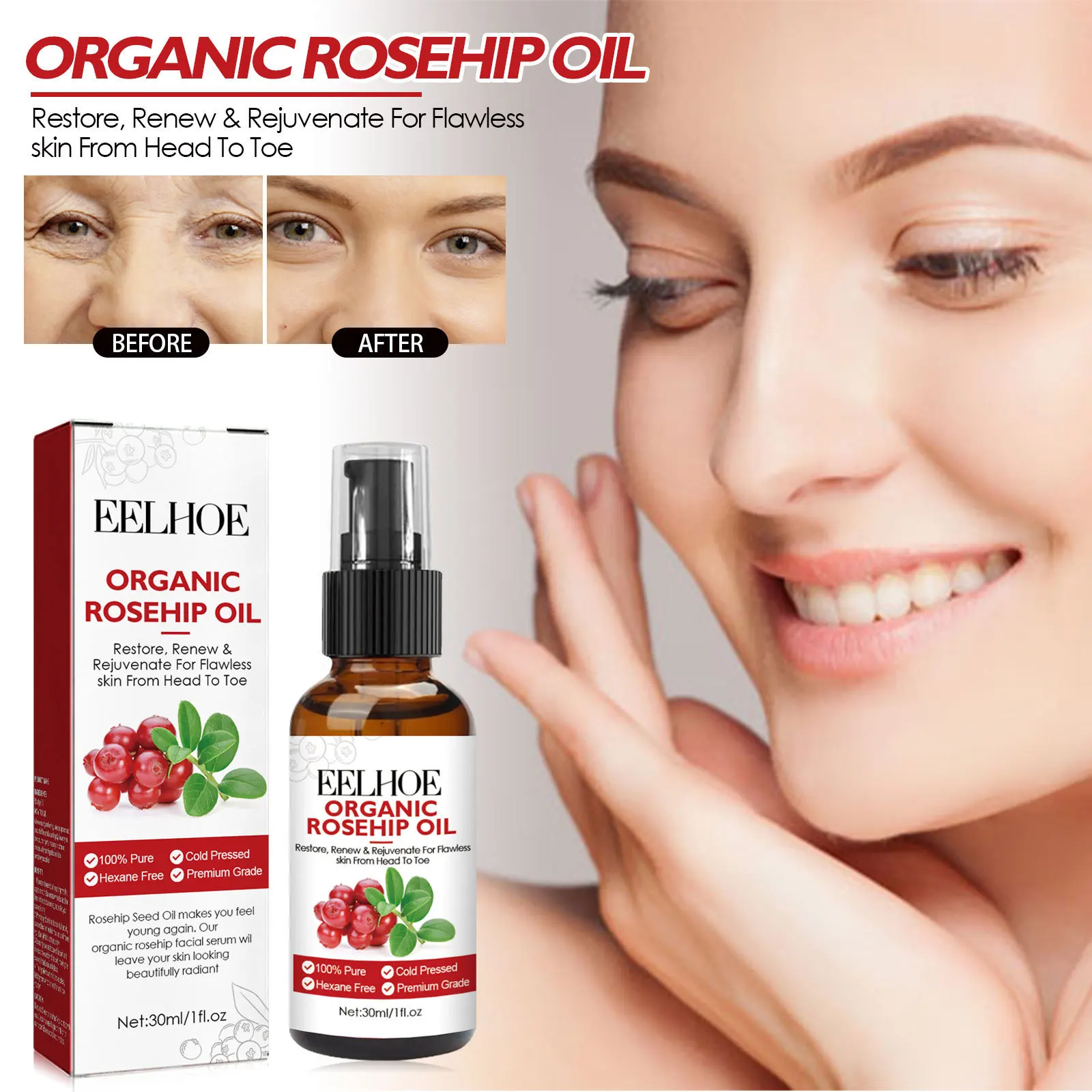 30ml Rosehip Oil Facial Serum  - Face Oil Rosehip ulasan dan harga